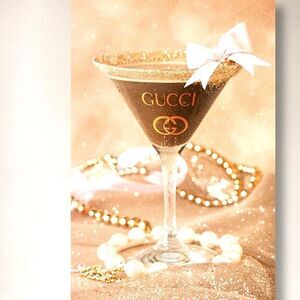Design District Lost In Gold Martini Hand Embellished Canvas Wall Decor